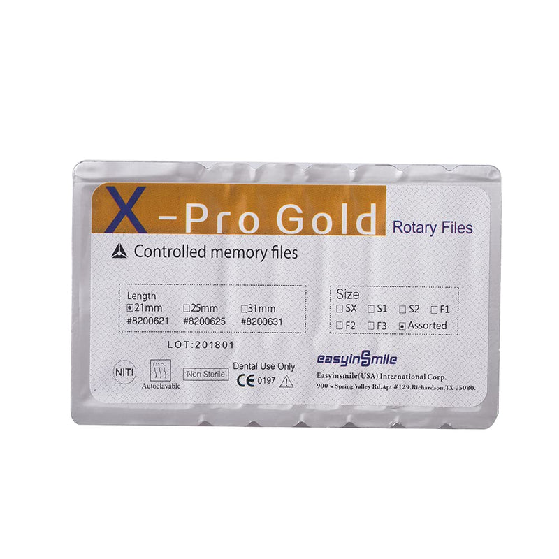 SNAWOP Dentel Endo Files X-Pro Gold Taper Controlled Memory Niti Rotary Engine Files for Endodontic Root Canal Treatmet (Assorted 21MM) Assorted 21MM