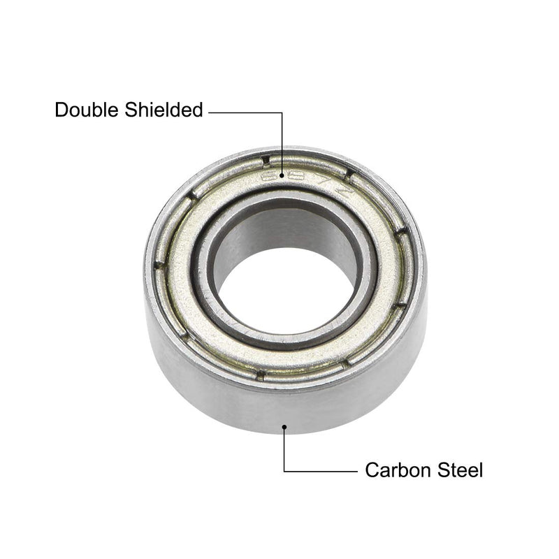 uxcell 687ZZ Deep Groove Ball Bearings Z2 7mm X 14mm X 5mm Double Shielded Carbon Steel 12pcs 7mmX14mmX5mm 12