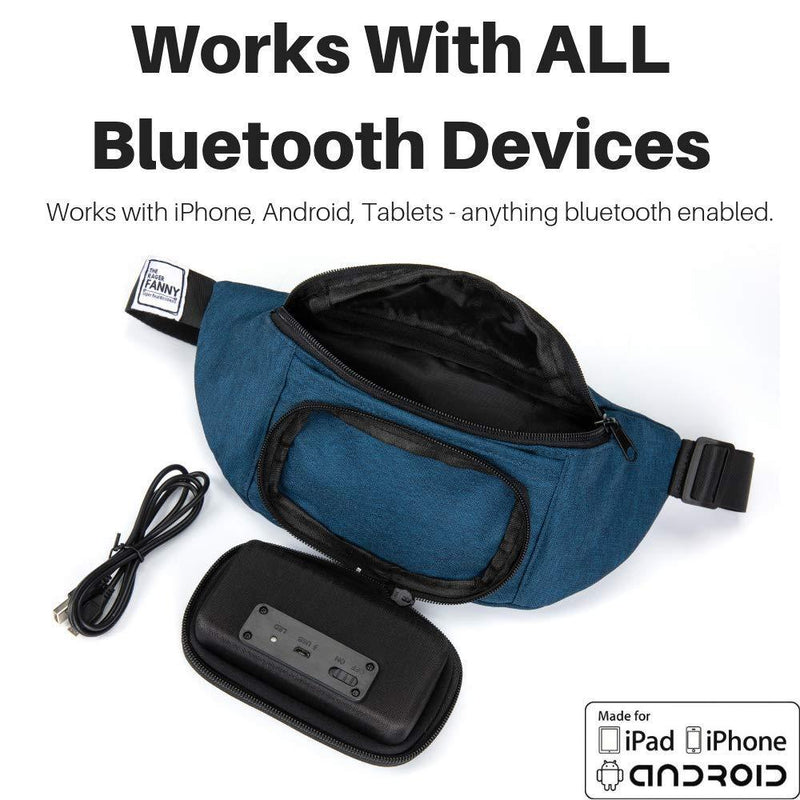 Fannypack with Speakers. Bluetooth Fanny Pack for Parties/Festivals/Raves/Beach/Boats. Rechargeable, Works with iPhone & Android. (Blue, 2021 Edition)