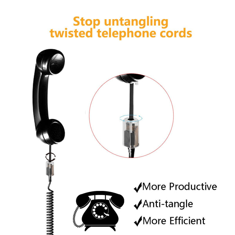 Telephone Cord Detangler, Uvital Anti-Tangle Telephone Handset Cable 360 Degree Rotating Landline Swivel Cord Untangler Black (4 Pack) Wired