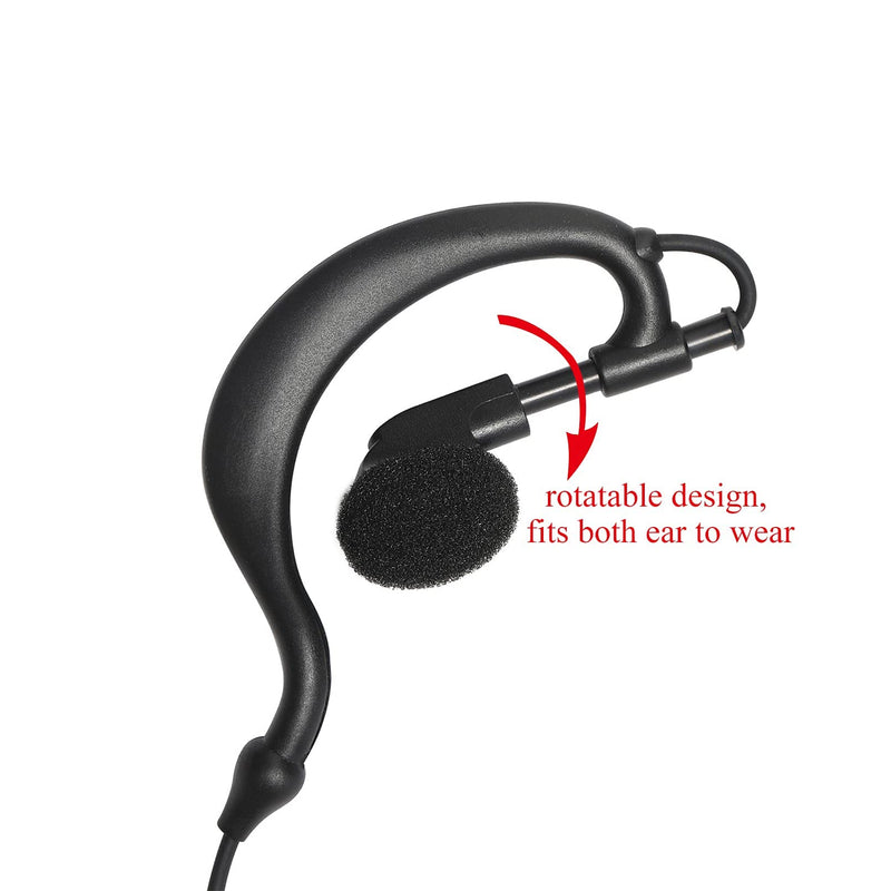 Yolipar CLS1110 Earpiece Compatible with Motorola Radio CLS1410 CP200 GP300 GP2000 Walkie Talkie with PTT Mic 2 Pin Headset Single-Wire Surveillance Kit (G-Shaped)