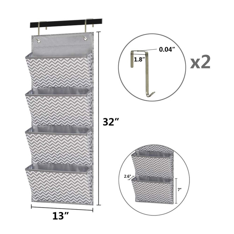Eamay Wall Mount/Over Door File Hanging Storage Organizer - 4 Large Office Supplies File Document Organizer Holder for Office Supplies, School, Classroom, Office or Home Use, Wave Pattern 4 Pocket - Wave Pattern
