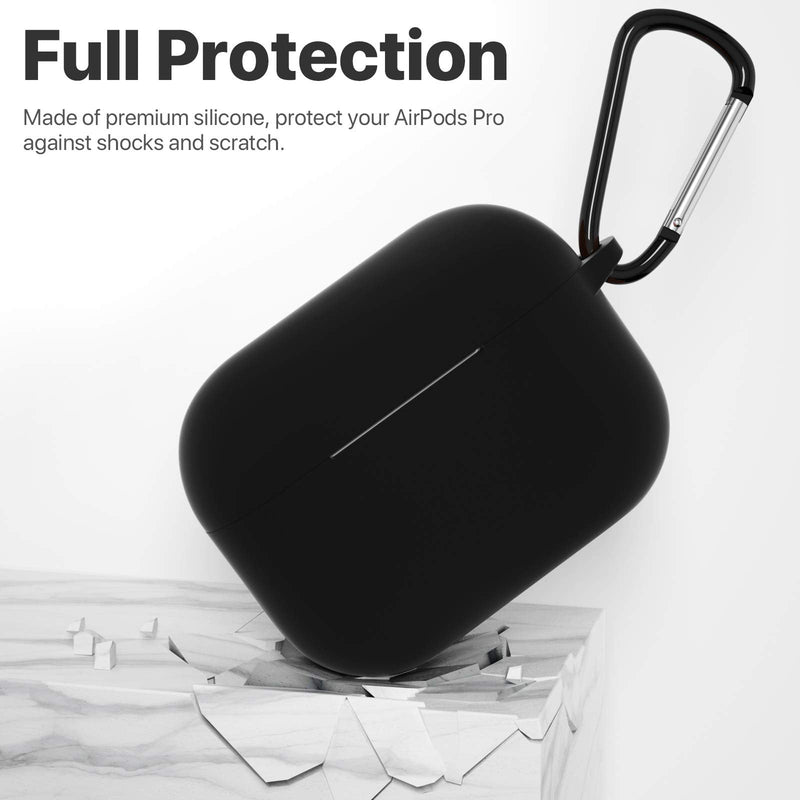 ATUAT Compatible with AirPods Pro Case, Protective Silicone Cover Compatible with AirPods Pro (2019) A-Black