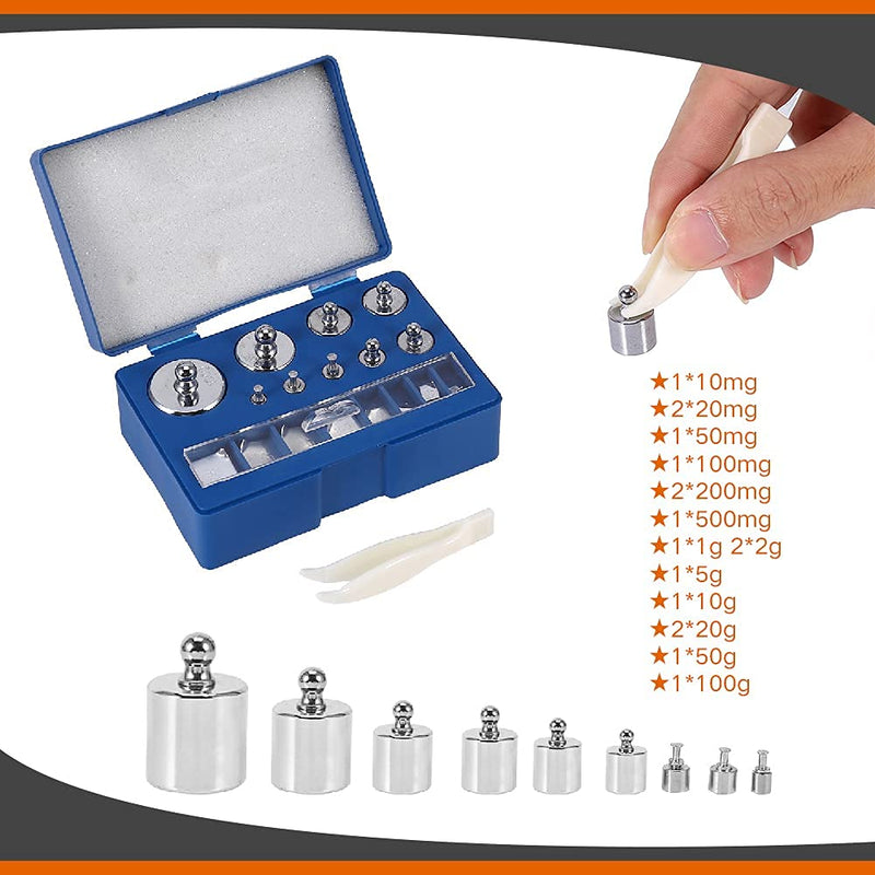 Calibration weights, 17 pieces weights scales stainless steel calibration weights set calibration weight precision 10mg-100g precision calibration deviation +/- 0.003g for digital jewelry scales laboratory