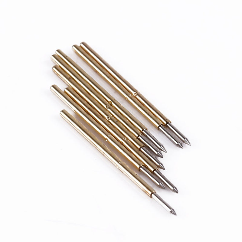 Test Probe Set, 100Pcs Metal Spring Test Probe Pin Pressure Insulated Quick Piercing Test Probe Cone Needle Round Pogo Pin Tools P50-J1/P50-B1/P75-B1/P75-E2/P100-E2 0.68mm