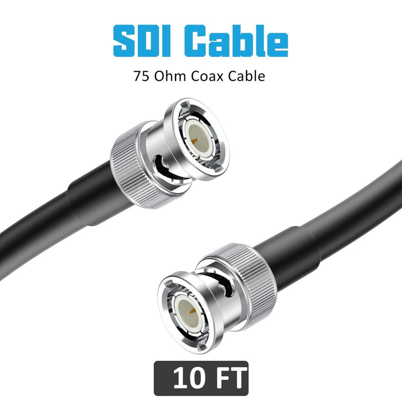 SDI Cable 10FT, XRDS -RF RG6 BNC Cable 3G/HD-SDI Cable 75 Ohm Video Coax Cable for Video Surveillance Camera CCTV System