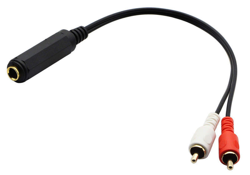 zdyCGTime 6.35mm to 2 RCA Y Splitter Cable, Gold-Plated 6.35mm (1/4 inch) TRS Female to 2 (Dual) RCA Male Stereo Audio Y Splitter Extension Adapter Cable (12Inch/30CM) 12Inch/30CM
