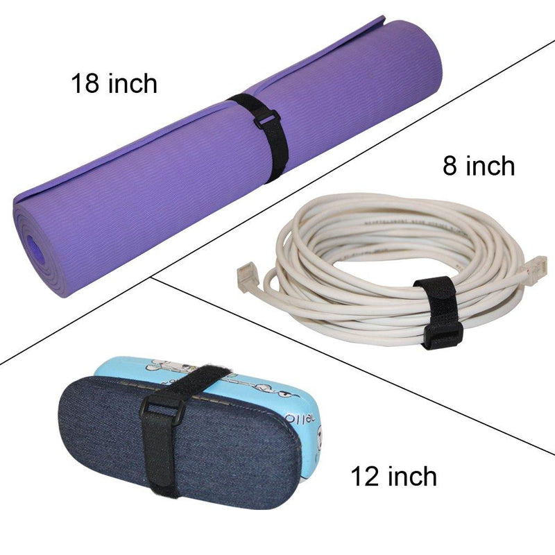 Reusable Fastening Cable Straps and Cable Ties Set 20 Pack(8"-12"-18") by YiwerDer, Adjustable Multi-Purpose Hook and Loop Cord Ties to Keep Cords Organized and Tidy 20Pack 8-12-18Inch