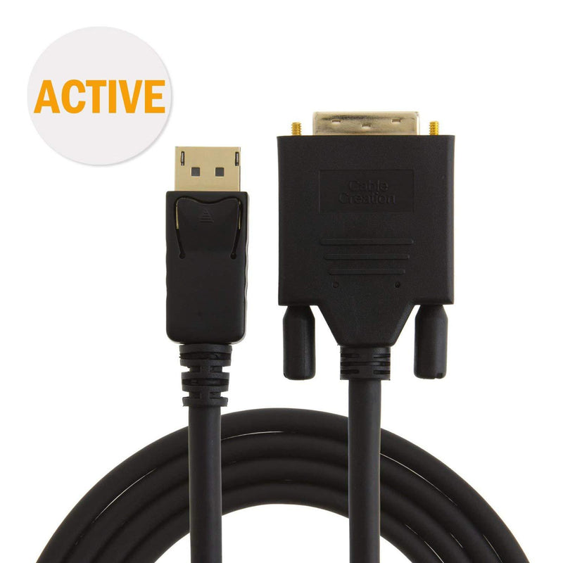 CableCreation Active DisplayPort to DVI Cable, 6ft DP to DVI-I Cord, Eyefinity Support Multi-Screen, 1.8M Black