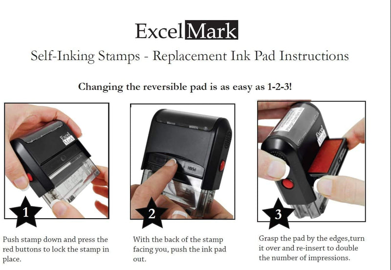 Non-MACHINABLE Self Inking Rubber Stamp - Red Ink (ExcelMark A1539)