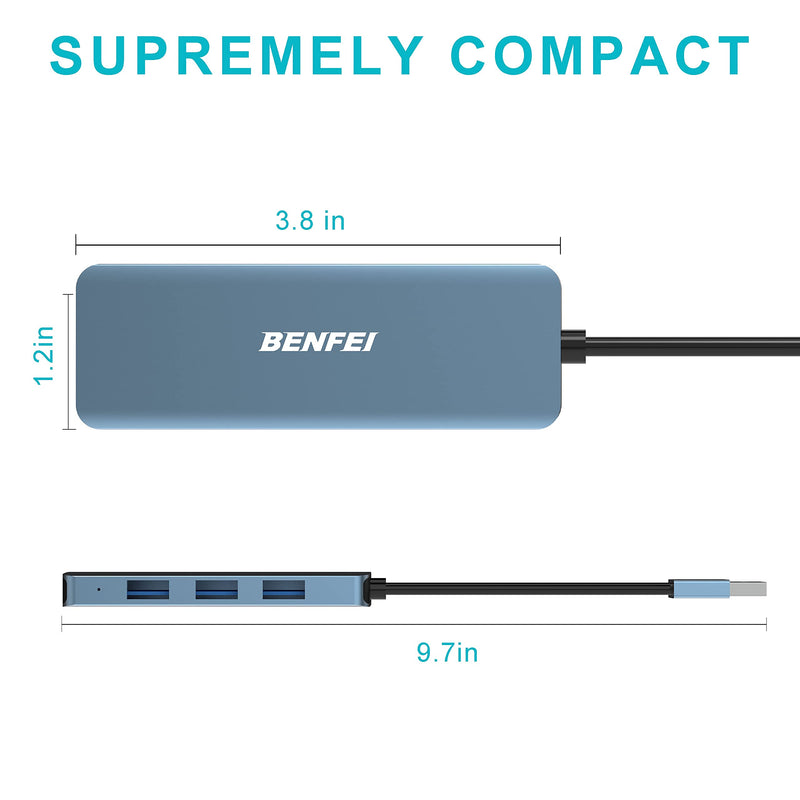 4-Port USB 3.0 Hub, Benfei Ultra-Slim USB 3.0 Hub Compatible for MacBook, Mac Pro, Mac Mini, iMac, Surface Pro, XPS, PC, Flash Drive, Mobile HDD