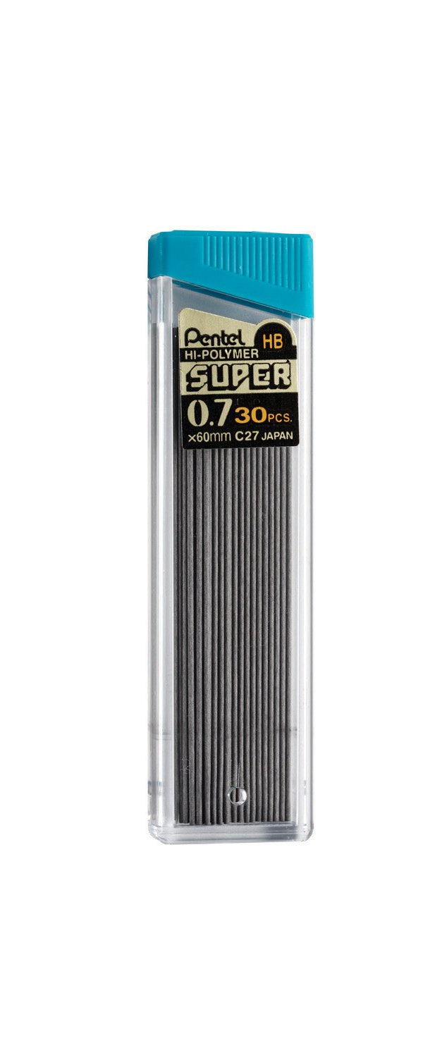 Pentel C27BPHB3K6 Super Hi-Polymer Lead Refills, 0.7mm, HB, Black, 30 per Tube (Pack of 3 Tubes) 90 0.7 mm