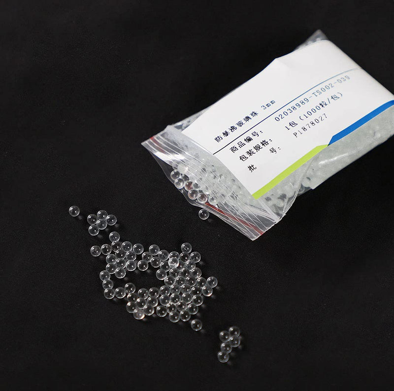 Adamas-Beta Solid Round Clear Glass Boiling Stones Beads, 3mm Diameter, Approx 1000 Beads