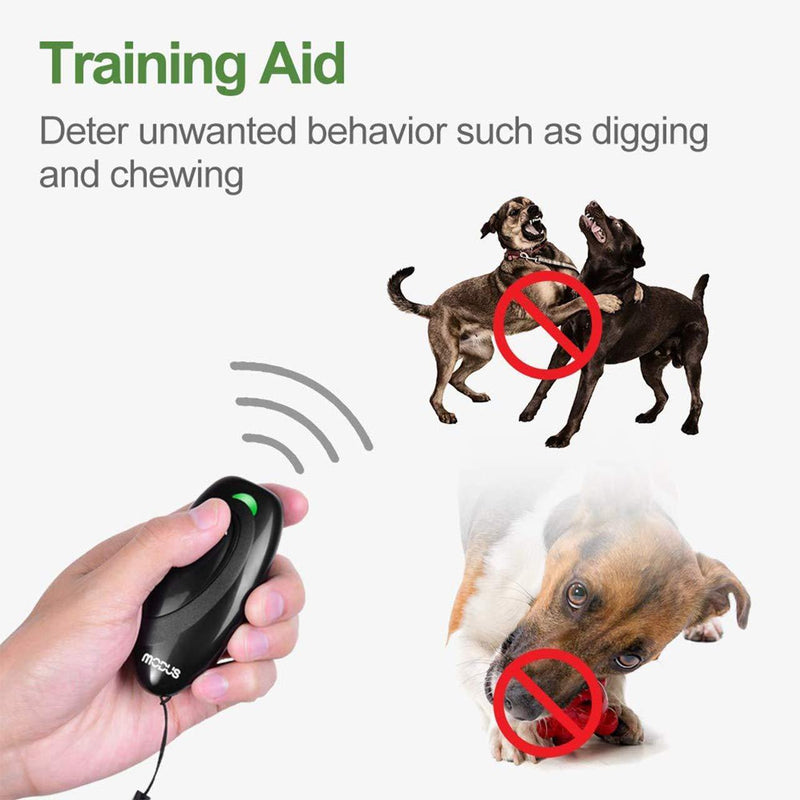 MODUS Ultrasonic Dog Barking Deterrent, 2-in-1 Dog Training and Bark Control Device, Anti-Barking Device, Control Range of 16.4 Ft, Battery Included, LED Indicate, Indoor and Outdoor Black