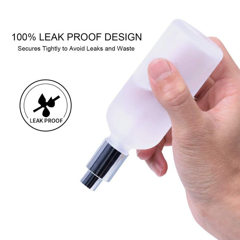Empty Frosted Glass Spray Bottle 3.4oz, Perfume Atomizer, Fine Mist Spray (2 PACK) 3.4 Ounce (Pack of 2) Silver Frosted