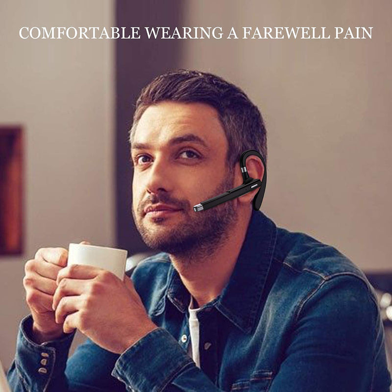 Bluetooth Headset, Wireless Bluetooth Earpiece V5.0, IPX8 Waterproof Headset With Stereo Noise-cancelling Microphone Driver Earbud, Suitable For iPhone Android Mobile Phone Business/Office/Driving