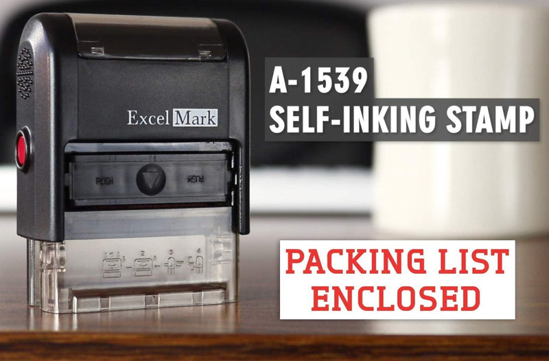 Packing List Enclosed - ExcelMark Self-Inking Rubber Stamp - A1539 Red Ink