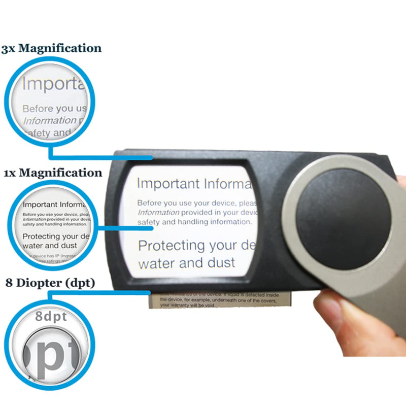 Premium Pocket Magnifying Glass with LED Light 3X; Small EasY Magnifier Hand Held Lighted Magnify Glasses for Reading Tiny Print, Menu, Pill Bottles; Mini Lens for Visually Impaired A Low Vision Aid