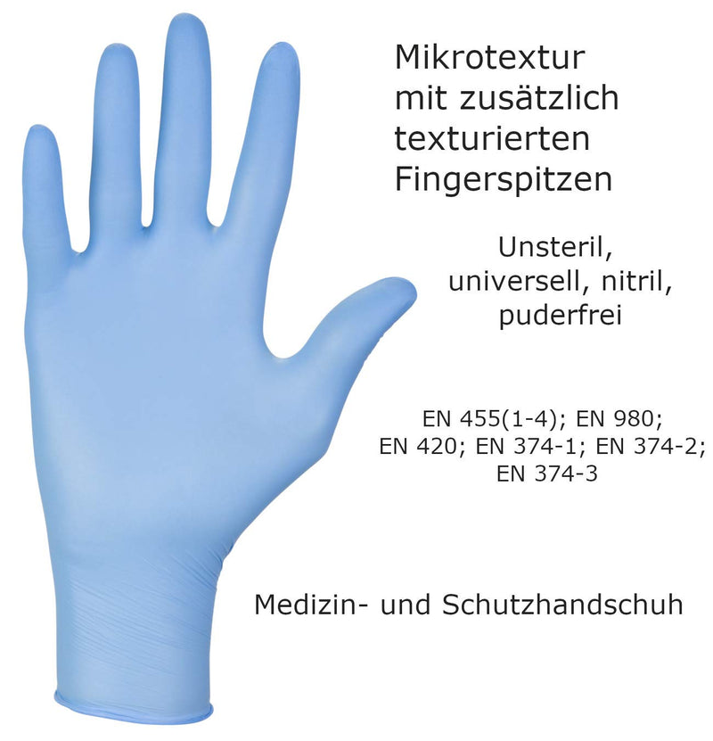 MERCATOR MEDICAL Nitrile gloves, powder-free disposable gloves NITRYLEX CLASSIC, size: M - 100 pieces, textured fingertips, latex-free disposable gloves, nitrile gloves, blue M (100 pieces)