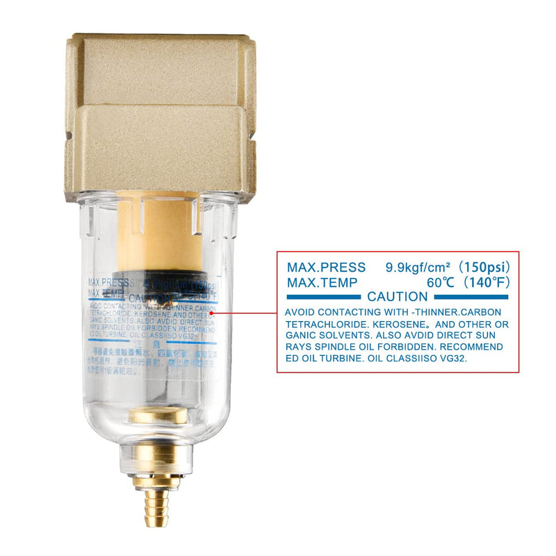 Heschen Pneumatic partial air filter compressor pressure regulator AF2000-02 PT1/4 750L/min 40um