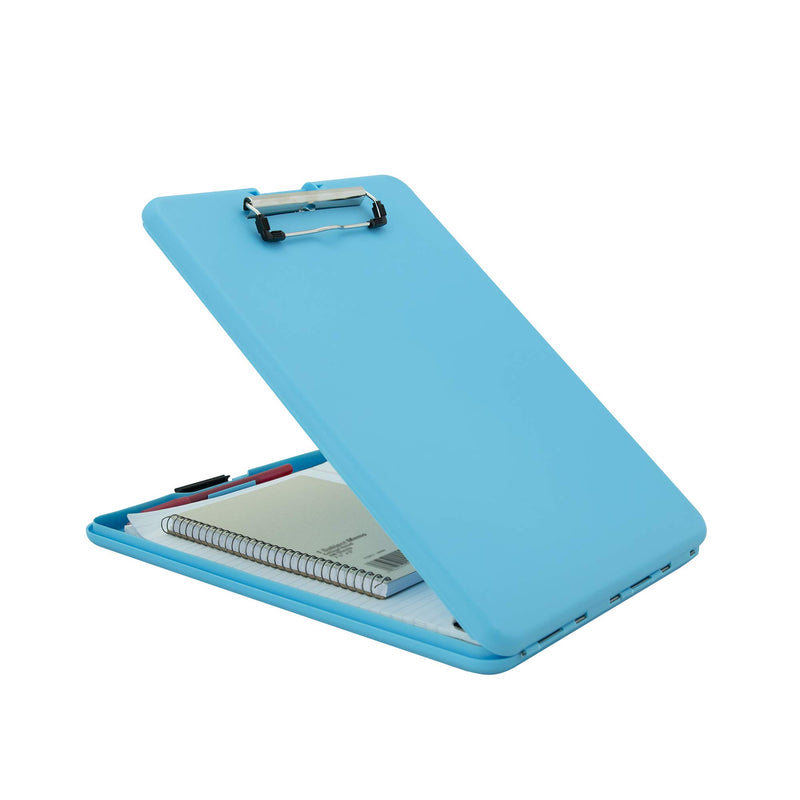 Saunders Sky Blue SlimMate Plastic Storage Clipboard with Low Profile Clip - Portable Mobile Organizer for Home, Office, and Business Use (70204)