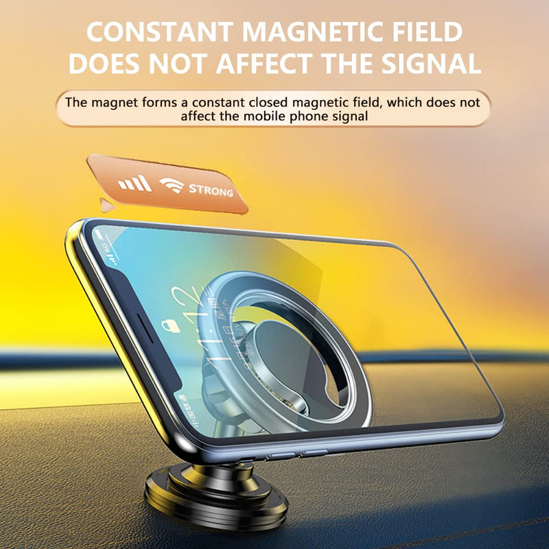 Compatible for MagSafe Car Mount for iPhone,[2022 New Upgrade] Dashboard 360° Rotation Magnetic Car Mount,Cell Phone Holder for MagSafe iPhone 13 12 / All Smart Phones (Black) Black