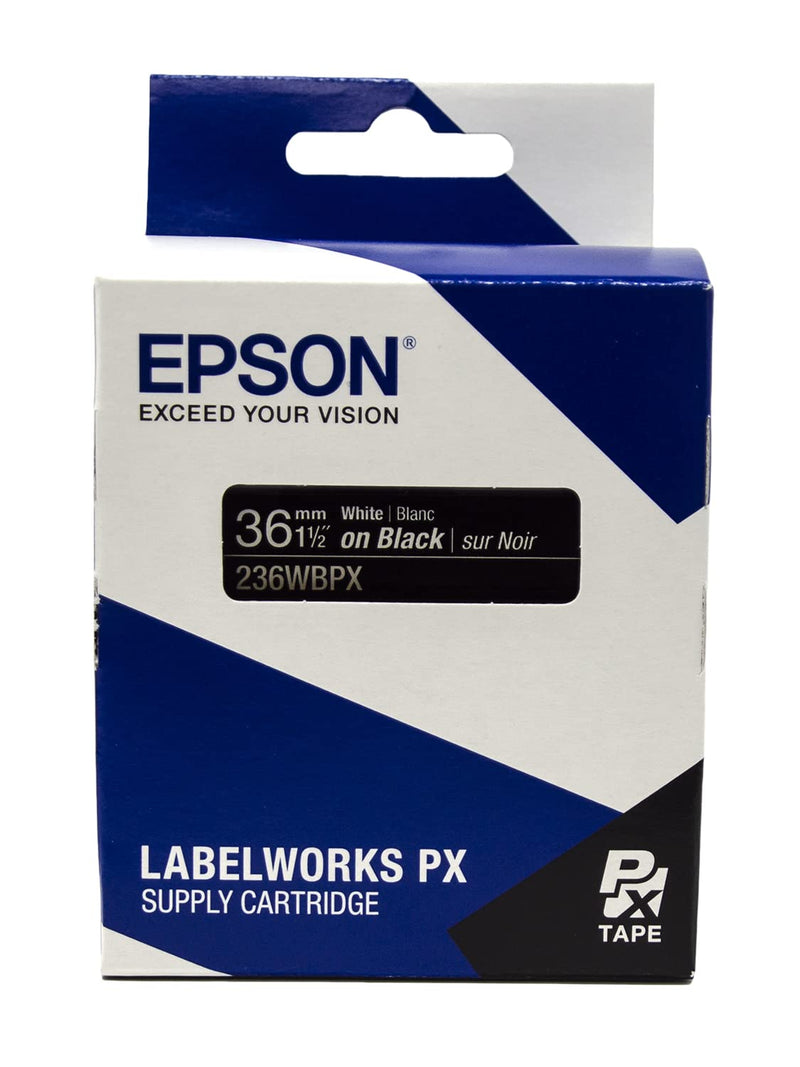 Epson LABELWORKS 236WBPX PET (Polyester) Tape Cartridge - White on Black Label Maker Tape - 1.5" (36MM) Wide, 30'