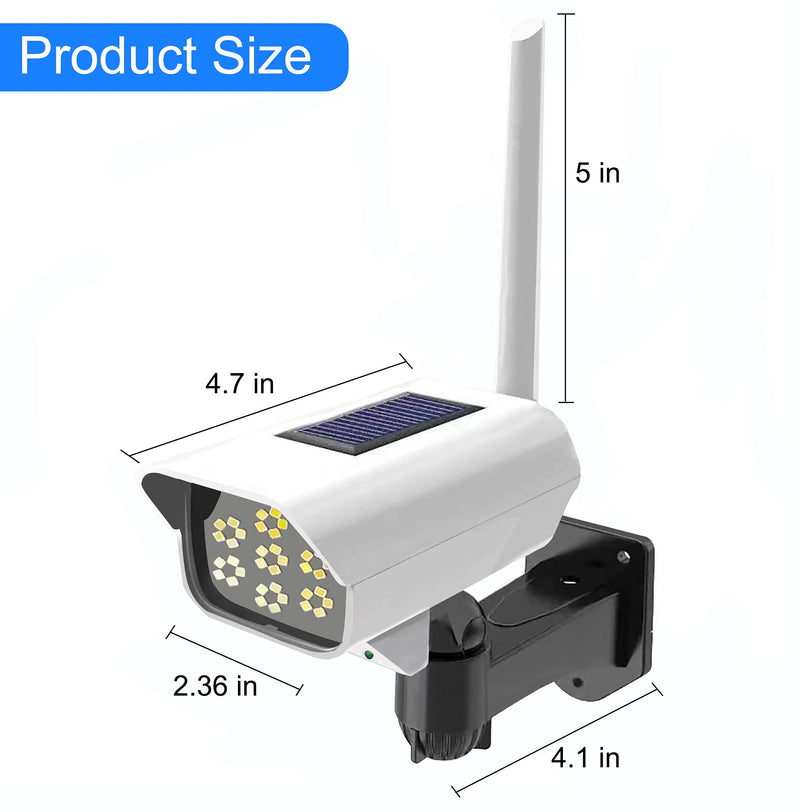 Solar Powered Fake Security Camera, Dummy Simulated CCTV Surveillance System with LED PIR Motion Sensor Detection Light for Indoor Outdoor Home, Office, Shop, Garage (No Rmote Control)
