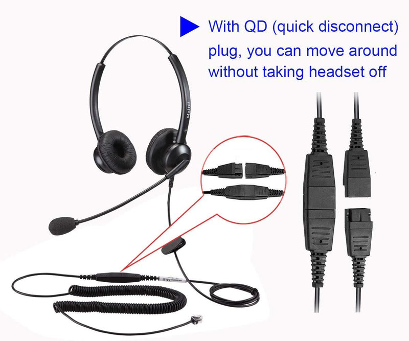 MAIRDI Phone Headset with Noise Cancelling Microphone, Binaural Call Center Headset with RJ9 Jack for Office Landline Phones, Work for Plantronics Avaya Nortel Polycom Aastra Binaural 308DSP