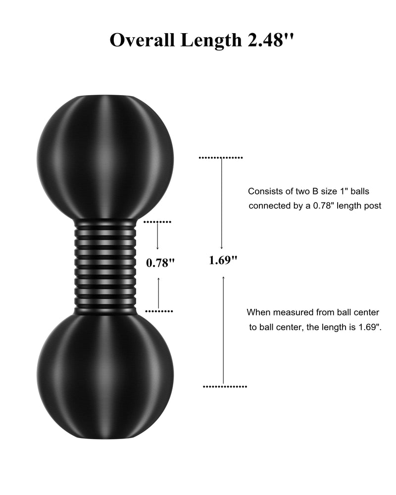 BRCOVAN Aluminum Alloy 1'' Ball to 1'' Ball Adapter Compatible with RAM Mounts & BRCOVAN B Size Double Socket Arm