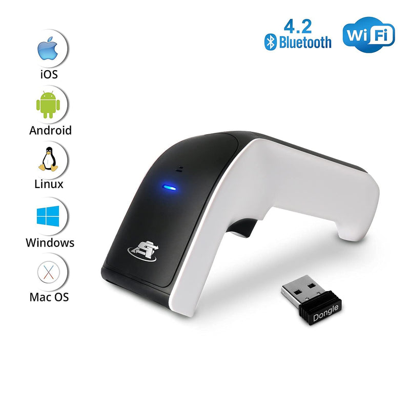 ScanAvenger Wireless 2D Bluetooth Barcode Scanner: 3-in-1 Hand Scanners - Cordless, Rechargeable 1D and 2D Scan Gun for Inventory Management -Portable, Handheld, USB Bar Code/QR Code Reader