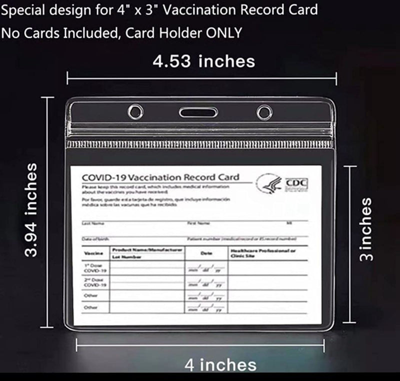 CDC 4 x 3 inch Vaccine Card Protective Sleeve-Transparent Card Sleeve with Waterproof resealable Zipper and 10 Cords(10)