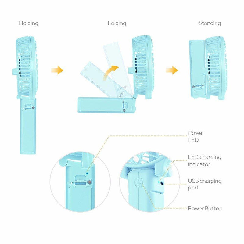 Mini Handheld Fan, EasyAcc Personal Cooling Fan Lifetime Warranty Personal Battery Fan USB Desk Fan Small Folding Portable Table Fan Rechargeablefor Travel Office Room Household Green 2600mAh Battery