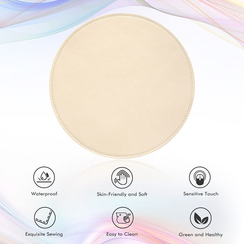 Besezx Mouse Pad，Round Mouse Pad， PU Mouse Pad，Leather Mouse Pad with Stitched Edge Micro-Fiber Base with Non-Slip Waterproof，Mouse Pad for Computers，Laptop，Office & Home，9 x 9 Inch (Light Blue) Round - 9 Inch x9 Inch Light Blue