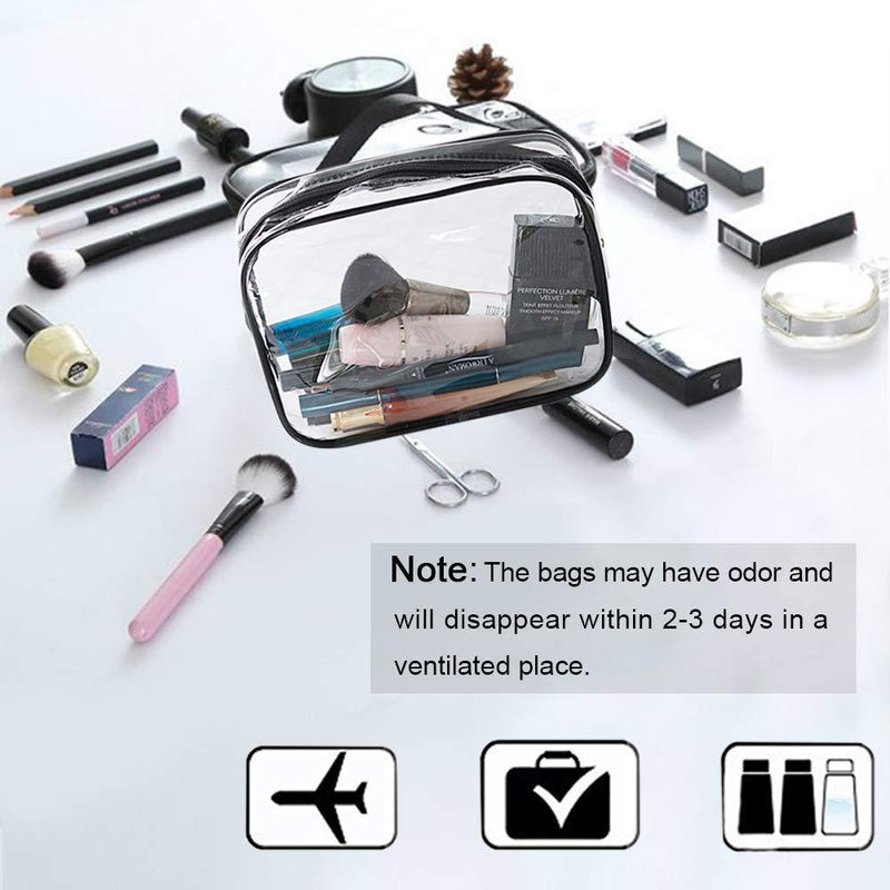 Clear Makeup Bags, APREUTY TSA Approved 6 Pcs Cosmetic Makeup Bags Set Clear PVC with Zipper Handle Portable Travel Luggage Pouch Airport Airline Vacation Organization (Clear)