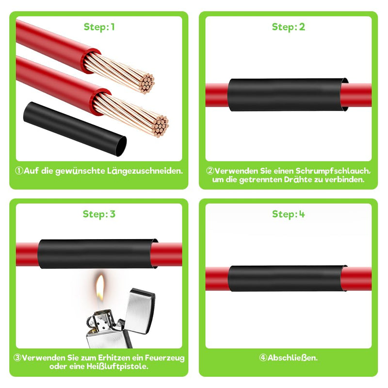 2 pieces 3:1 heat shrink tube, Ø15.4 mm & 2 m length, heat shrink tubes with adhesive, waterproof and insulating, heat shrink tube sold by the meter for cable insulation, marking, cable bundling, repairs (black + red) Ø15.4 mm & 2 m