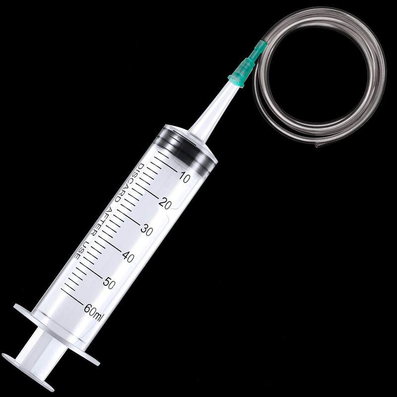Large Plastic Syringe with Tube 60ml Syringe 20ml Syringe with 13inch Tubing for Scientific Labs, Liquid, Measuring, Watering, Refilling, Filtration, Feeding Pets, Oil or Glue Applicator, 4pcs