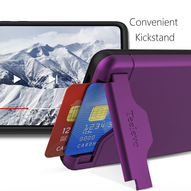 Teelevo Wallet Case for Google Pixel 7 Pro, Dual Layer Case with Card Slot Holder and Kickstand for Google Pixel 7 Pro - Purple