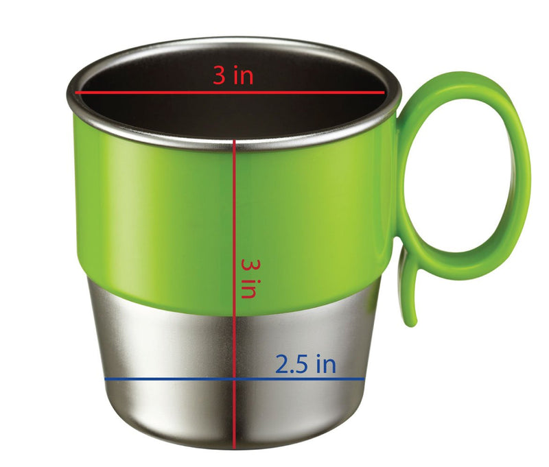 Innobaby Din Din Smart Stainless Steel Cup (9 oz) with Handle for Babies, Toddlers and Kids. BPA Free, Green 1