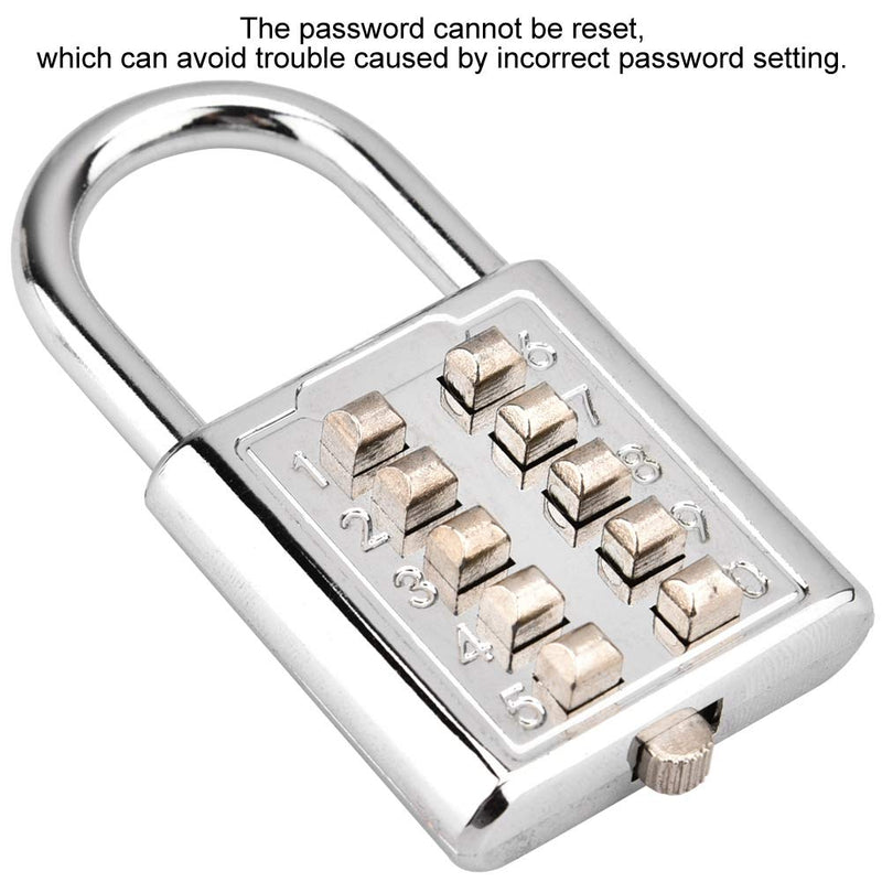 10 Digit Push Button Combination Padlock, Zinc Alloy Cabinet Locker Combo Lock & Blind Bouton Padlock,5 Digit Password Padlock for School Gym Locker, Sports Locker, Fence, Toolbox