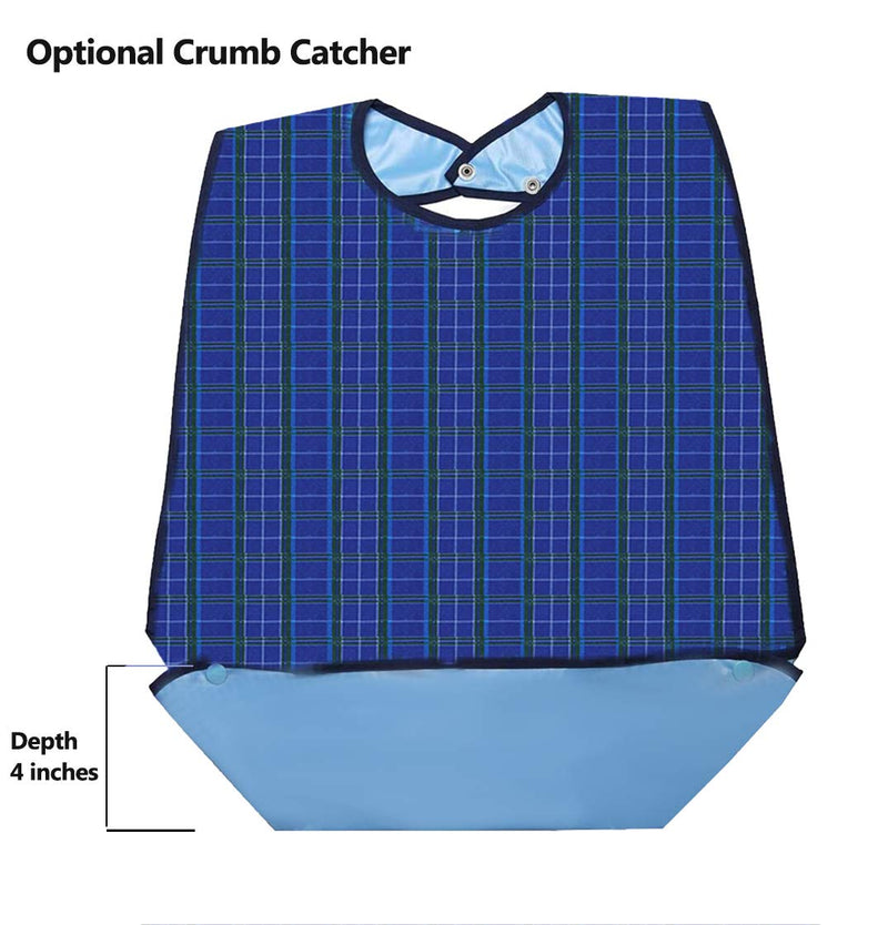 Bacaby Adult Bibs for Eating (3 Pack) - Washable Reusable Waterproof Clothing Protector with Crumb Catcher - Bibs for Seniors for Eating at Mealtime 30"L x 19.5" Men/Women - Unisex