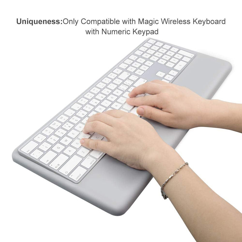 Wrist Rest Ergonomic Keyboard Stand Compatible with Wireless Magic Keyboard 2 with Numeric Keypad (Gray Silicone) Grey Large