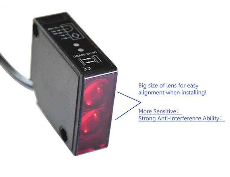 Supreform IP67 Waterproof 40 Feet Range 10-30VDC Retro-Reflective Photoelectric Beam Sensor for Gate Opener, Garage Door Sensor, Driveway Alarm Sensor Switch, Protective Metal Cover Included