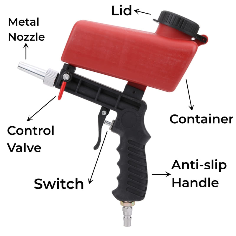 Sandblaster, Pneumatic Sandblasting Gun 90PSI Mini Handheld Sandblaster Portable Sandblaster for Sandblasting Polishing, Removing Metal Rust