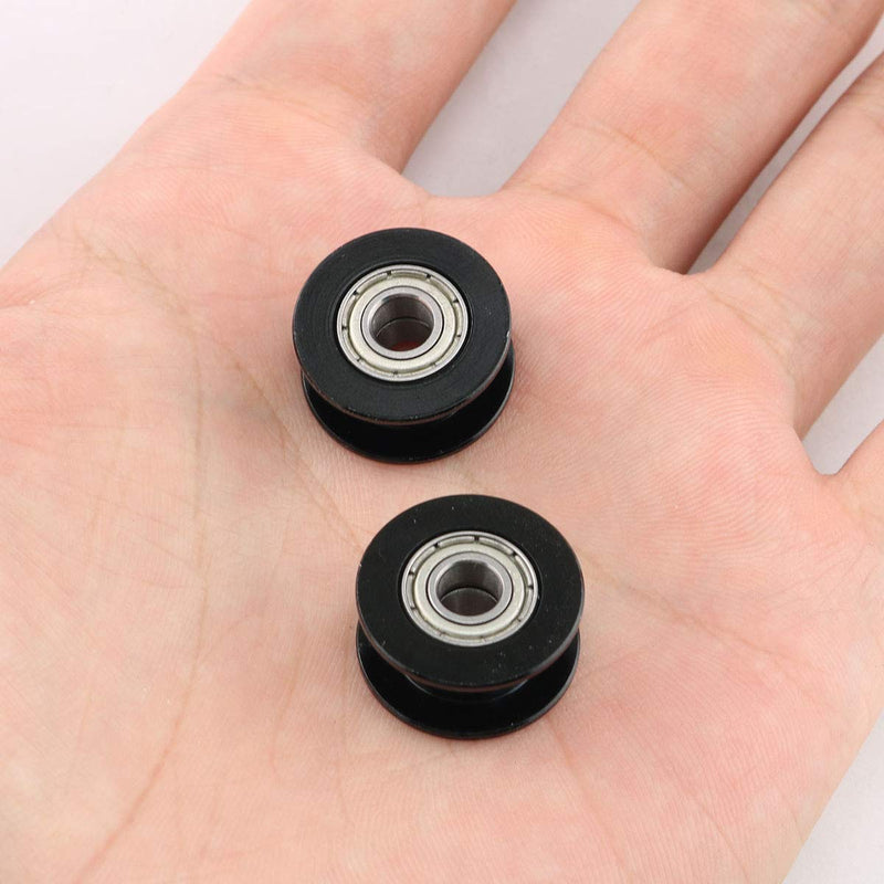 E-outstanding 2pcs Black 20T 20Teeth 5mm Inner Bore Idler Timing Pulley with Bearing 2GT Aluminium Alloy H Type GT2 Synchronous Wheel Without Teeth for 6mm Width Belt 3D Printer CNC Mechanical Drive