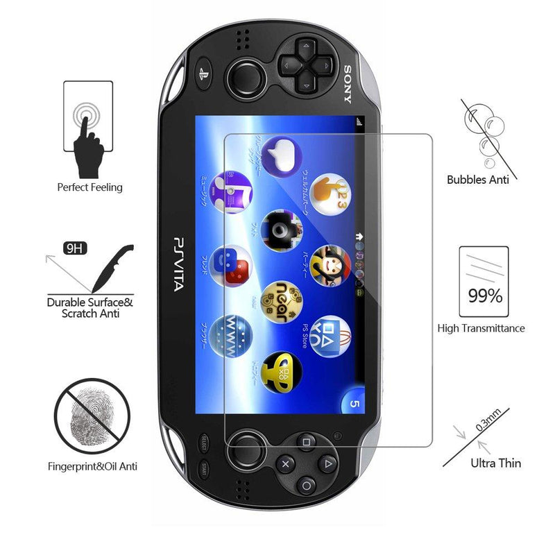 (Pack of 2) Screen Protector for PS Vita 1000, Akwox Premium HD Clear 9H Tempered Glass Screen Protective Film for Sony Playstation Vita PSV 1000-Max Clarity and Touch Accuracy Film