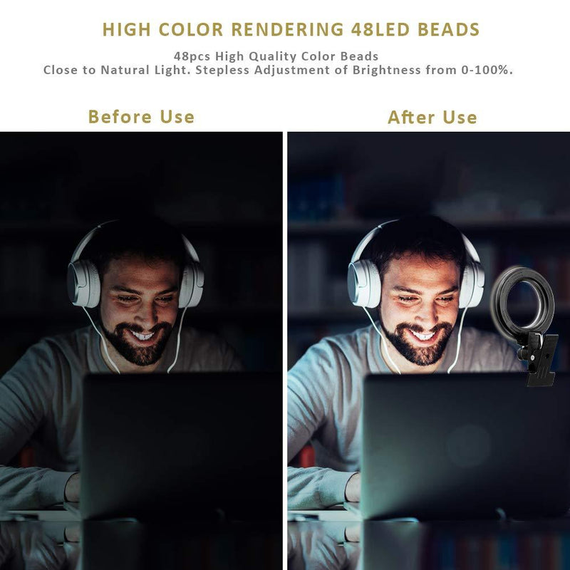 Video Conference Lighting,Webcam Lighting,Ring Light for Monitor Clip On,Zoom Call Lighting, Remote Working, Distance Learning,Self Broadcasting and Live Streaming, Computer Laptop