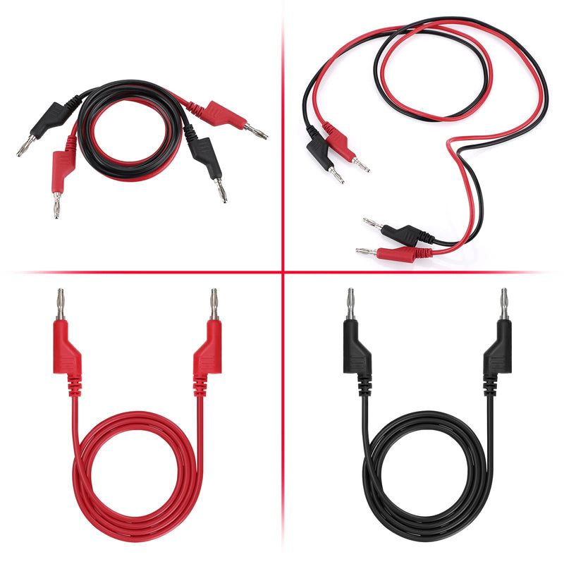 Sumnacon 2Pcs Banana to Banana Plug Test Leads - Stackable 4MM Banana Plug Test Cables, Multimeter Clip Wires for Electrical Testing 1000V/15A