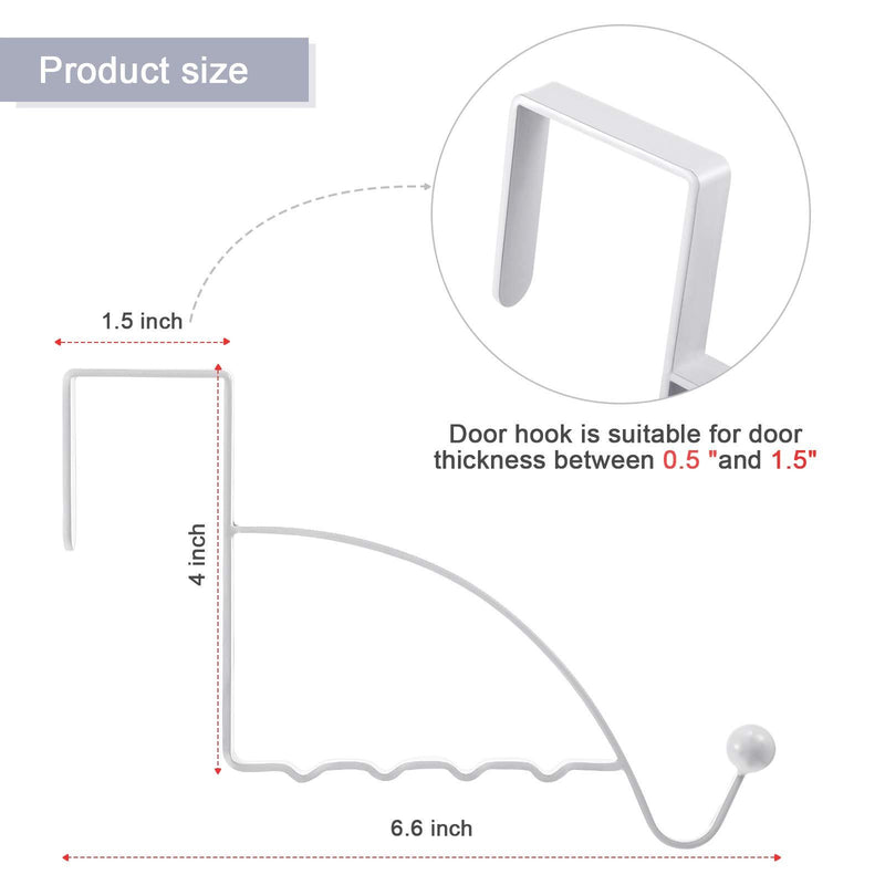 4 Pieces Over Door Hooks Hanger Multi Hanging Storage Organizers Valet Hooks for Coats Clothes Hoodies Hats Scarves Purses Keys Bath Towels Robes and More (White) White