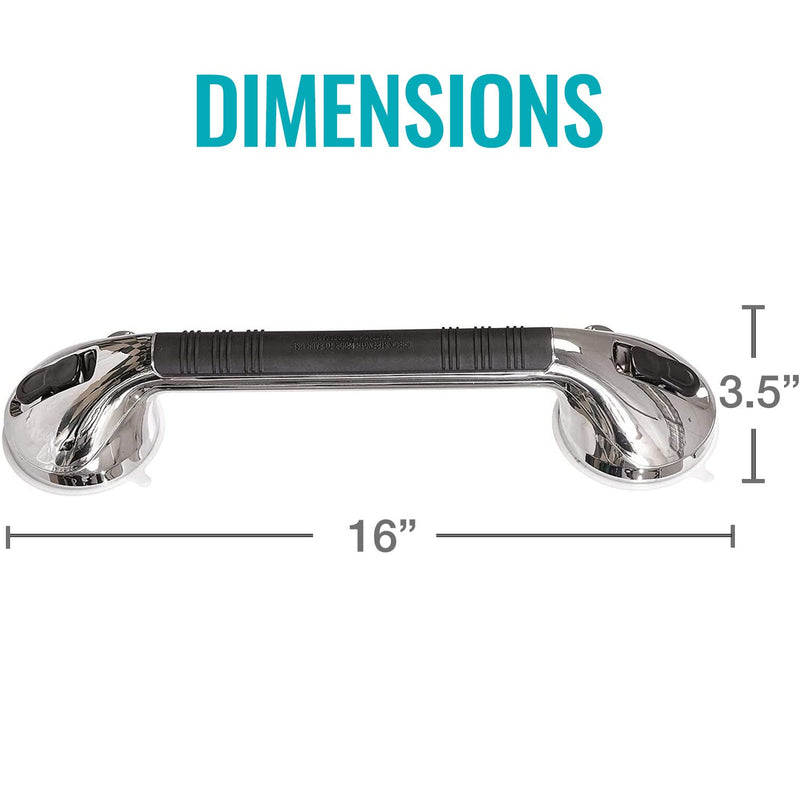 DMI Suction Cub Grab Bars for Bathroom, Shower Grab Bar, Shower Handles for Elderly, Grab Bars for Bathtubs and Showers, Suction Grab Bar for Shower, Tub Grab Bar, Chrome 16 Inch